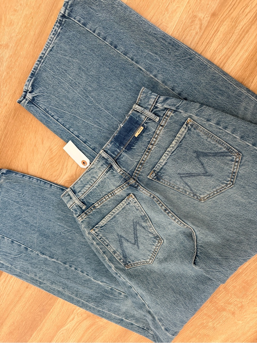MOTHER Wide-Leg High-Rise Jeans - Medium Blue Wash - Picture 6 of 8